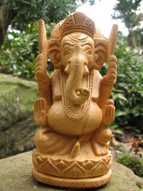 インド ガネーシャ 木彫り - 彫刻